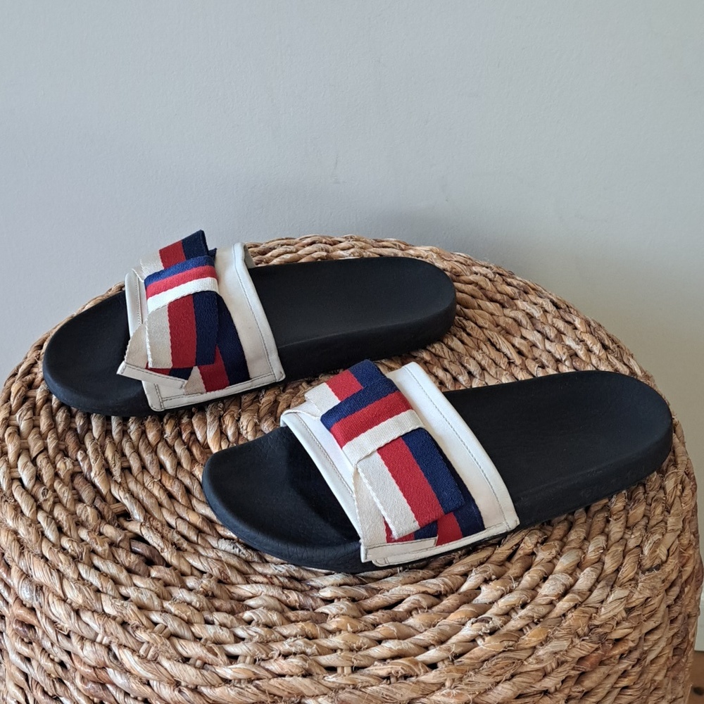 Gucci Womens Sylvie Satin Oversized Bow Slides Molded Rubber Soles‎ EU38/US7.5-8 - Picture 2 of 15